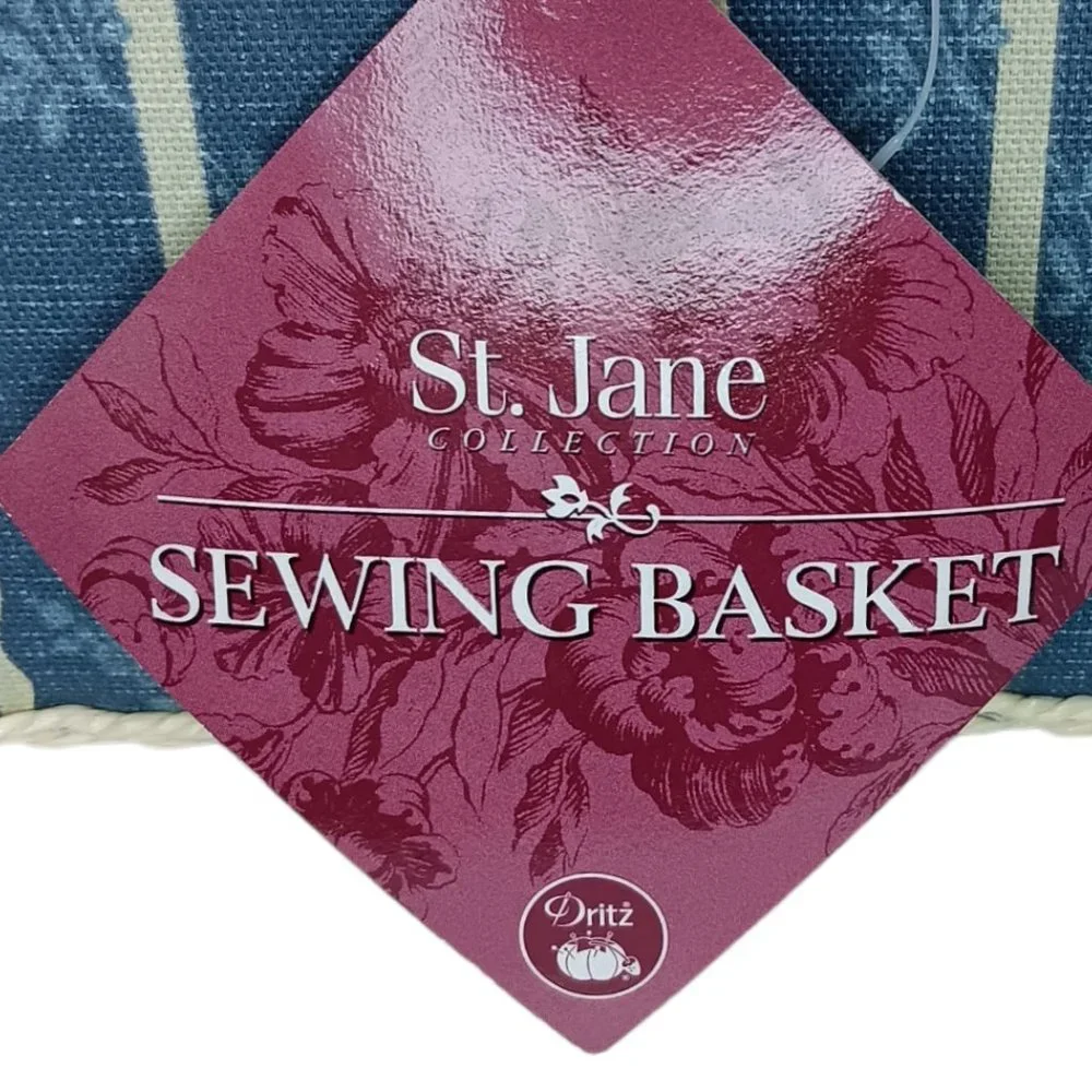Vintage Sewing Basket Floral Square with Handle NWT 2006 St Jane